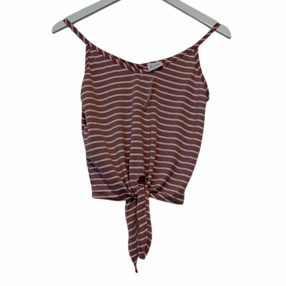 Livi by Olivia Rae Tie Front Striped Tank Top, Medium